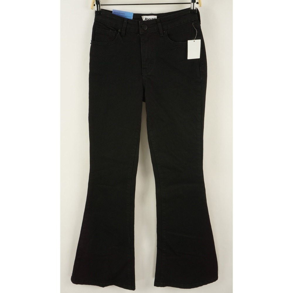 New ABOUND Wide Leg Flare 5 Pocket Jeans Women's 27 x 31 Black Stretch Denim